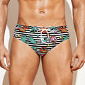 Halloween Zombie Striped Pattern Print Men's Swim Briefs