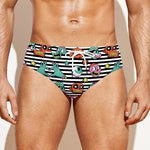 Halloween Zombie Striped Pattern Print Men's Swim Briefs