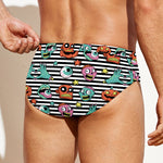 Halloween Zombie Striped Pattern Print Men's Swim Briefs
