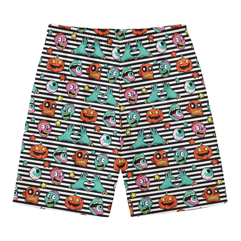 Halloween Zombie Striped Pattern Print Men's Swim Trunks