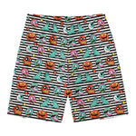 Halloween Zombie Striped Pattern Print Men's Swim Trunks