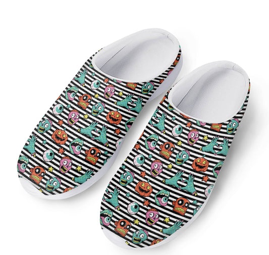 Halloween Zombie Striped Pattern Print Mesh Casual Shoes