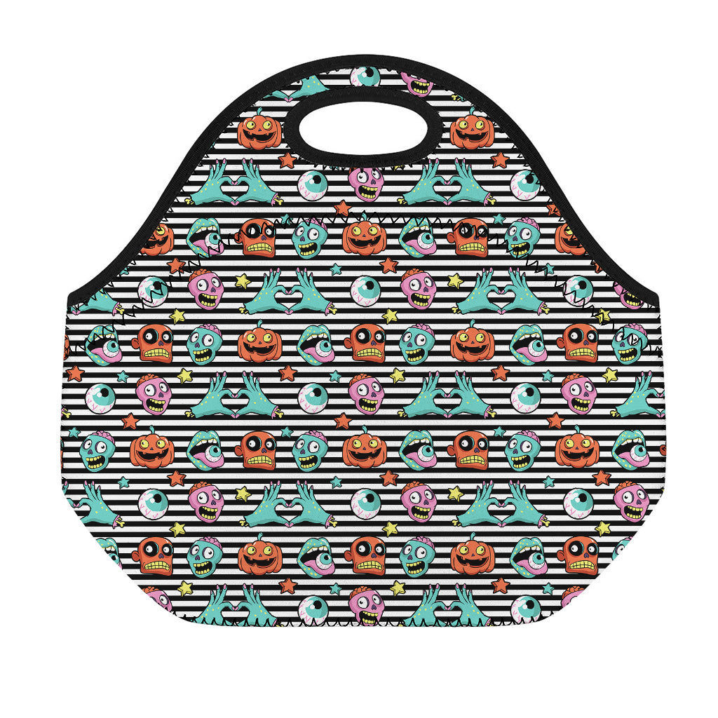 Halloween Zombie Striped Pattern Print Neoprene Lunch Bag