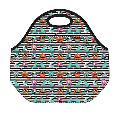 Halloween Zombie Striped Pattern Print Neoprene Lunch Bag
