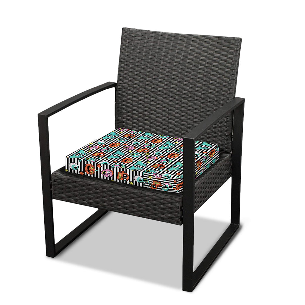 Halloween Zombie Striped Pattern Print Outdoor Seat Cushion Cover