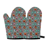 Halloween Zombie Striped Pattern Print Oven Mitts