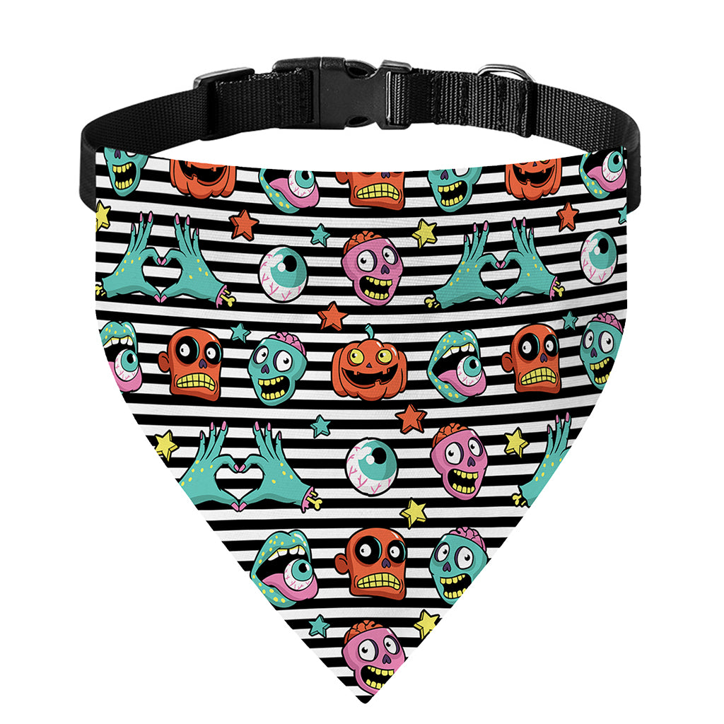 Halloween Zombie Striped Pattern Print Over The Collar Dog Bandana
