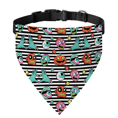 Halloween Zombie Striped Pattern Print Over The Collar Dog Bandana
