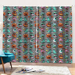 Halloween Zombie Striped Pattern Print Pencil Pleat Curtains