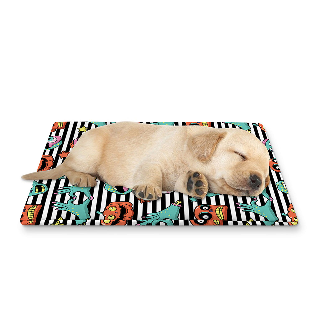 Halloween Zombie Striped Pattern Print Pet Cooling Mat Cover