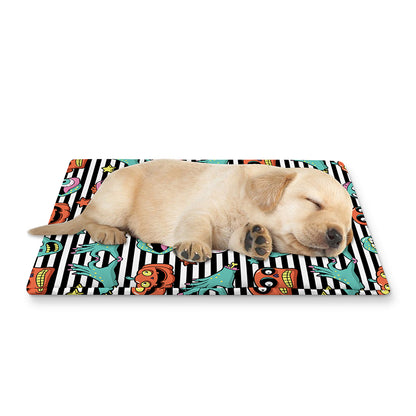 Halloween Zombie Striped Pattern Print Pet Cooling Mat Cover