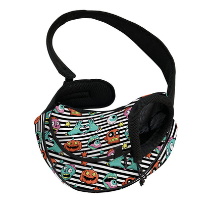 Halloween Zombie Striped Pattern Print Pet Sling Carrier