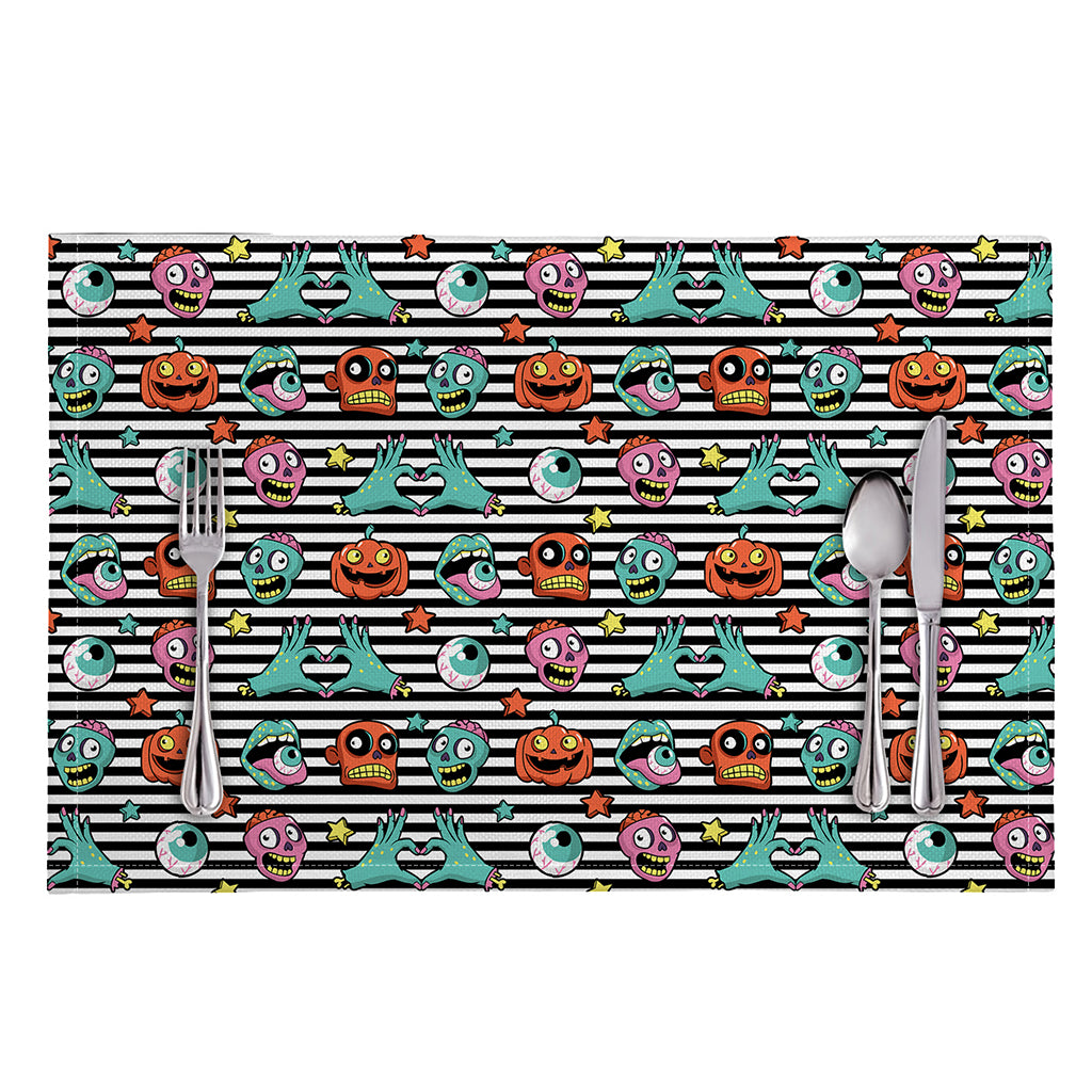 Halloween Zombie Striped Pattern Print Placemat