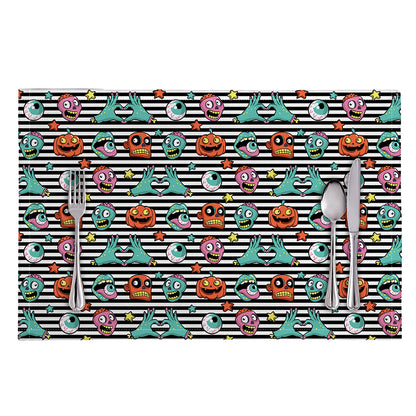 Halloween Zombie Striped Pattern Print Placemat