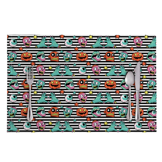 Halloween Zombie Striped Pattern Print Placemat