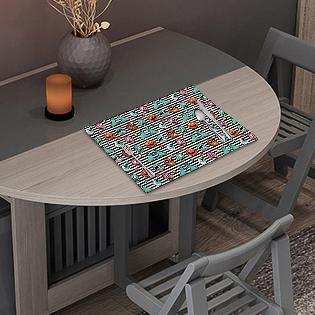 Halloween Zombie Striped Pattern Print Placemat