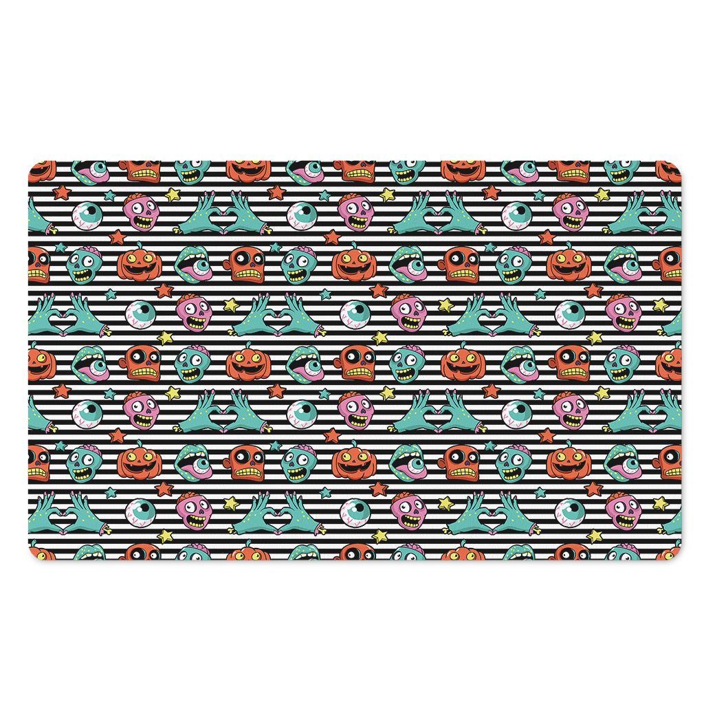 Halloween Zombie Striped Pattern Print Polyester Doormat