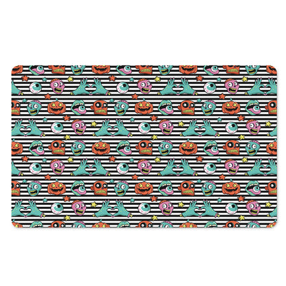 Halloween Zombie Striped Pattern Print Polyester Doormat