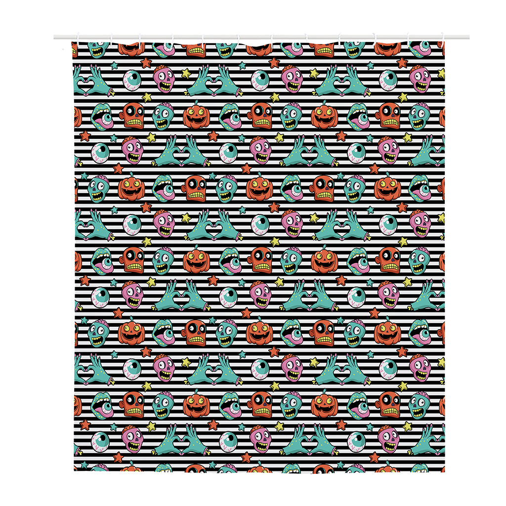 Halloween Zombie Striped Pattern Print Polyester Shower Curtain