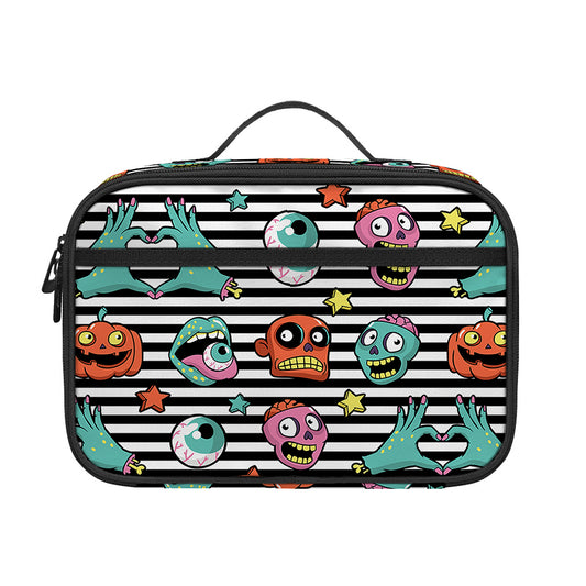 Halloween Zombie Striped Pattern Print Portable Lunch Bag