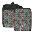 Halloween Zombie Striped Pattern Print Pot Holders With Pocket