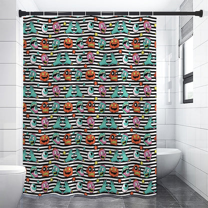 Halloween Zombie Striped Pattern Print Premium Shower Curtain