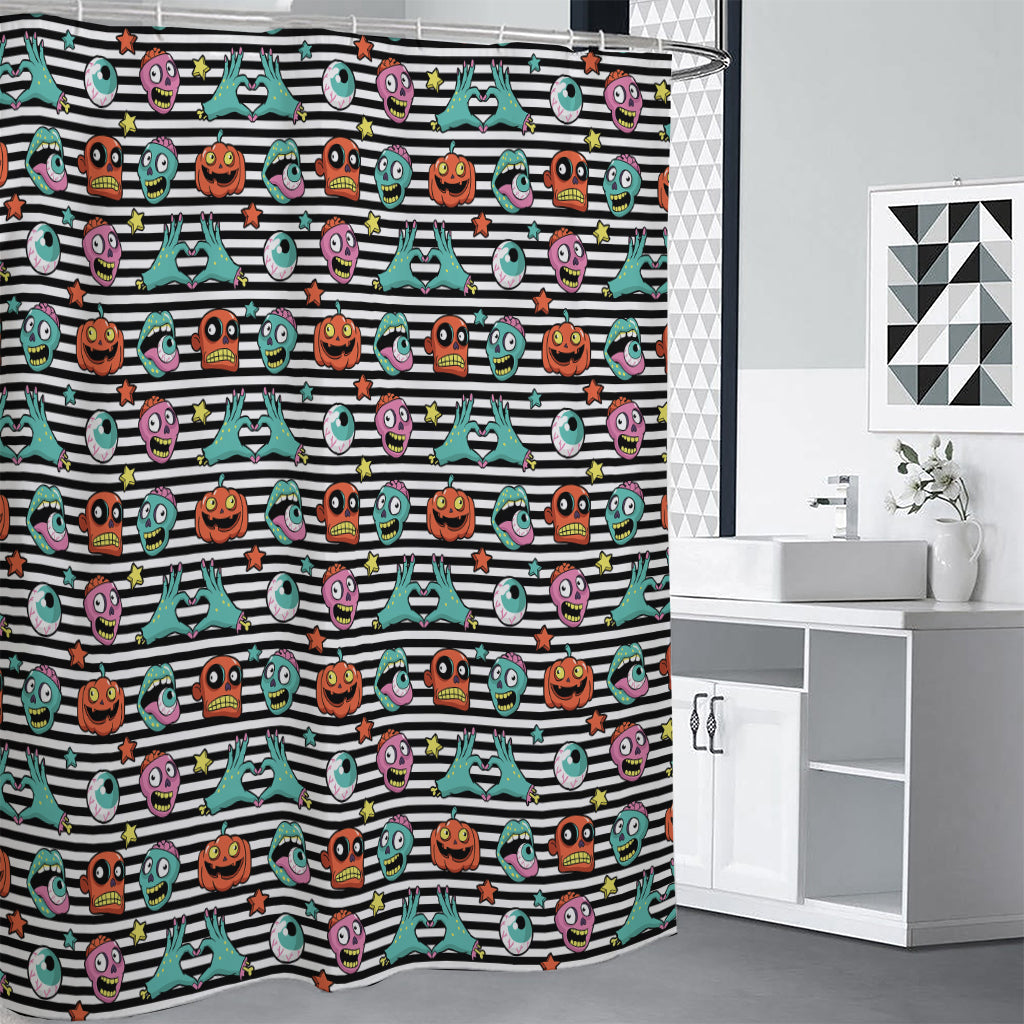 Halloween Zombie Striped Pattern Print Premium Shower Curtain