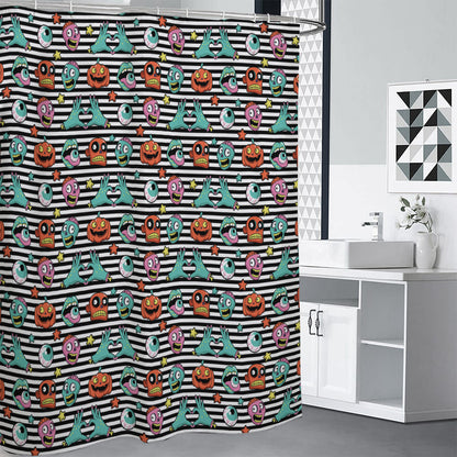Halloween Zombie Striped Pattern Print Premium Shower Curtain