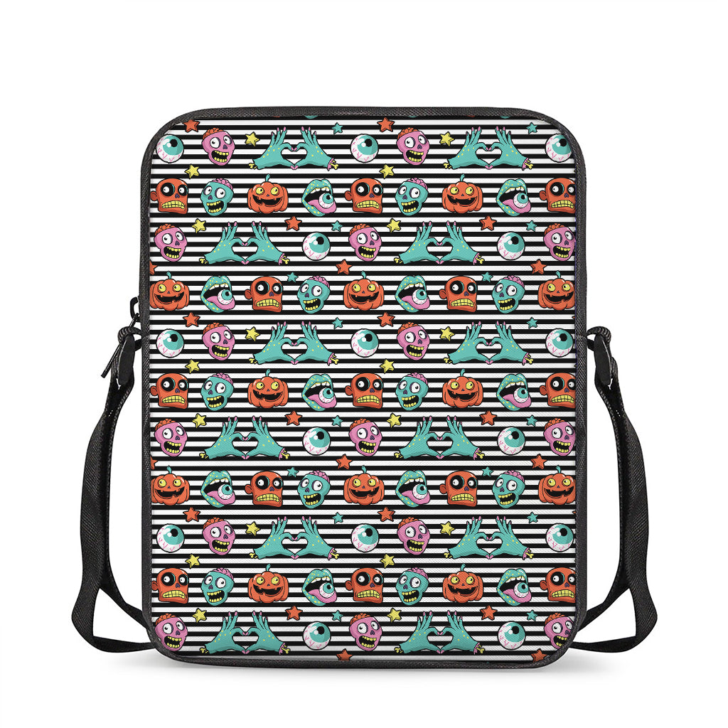 Halloween Zombie Striped Pattern Print Rectangular Crossbody Bag