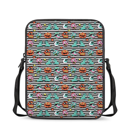 Halloween Zombie Striped Pattern Print Rectangular Crossbody Bag