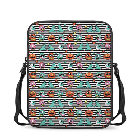 Halloween Zombie Striped Pattern Print Rectangular Crossbody Bag