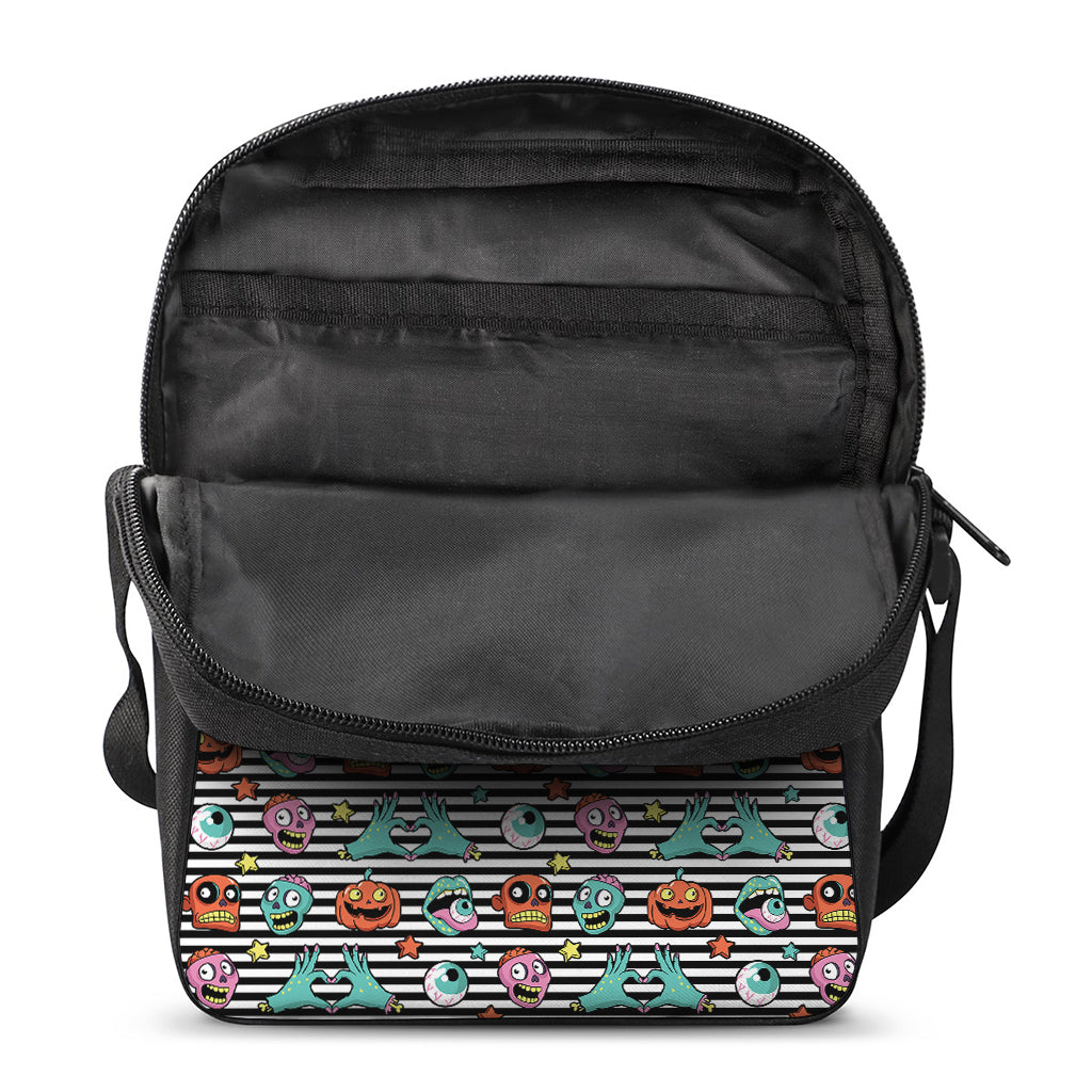 Halloween Zombie Striped Pattern Print Rectangular Crossbody Bag