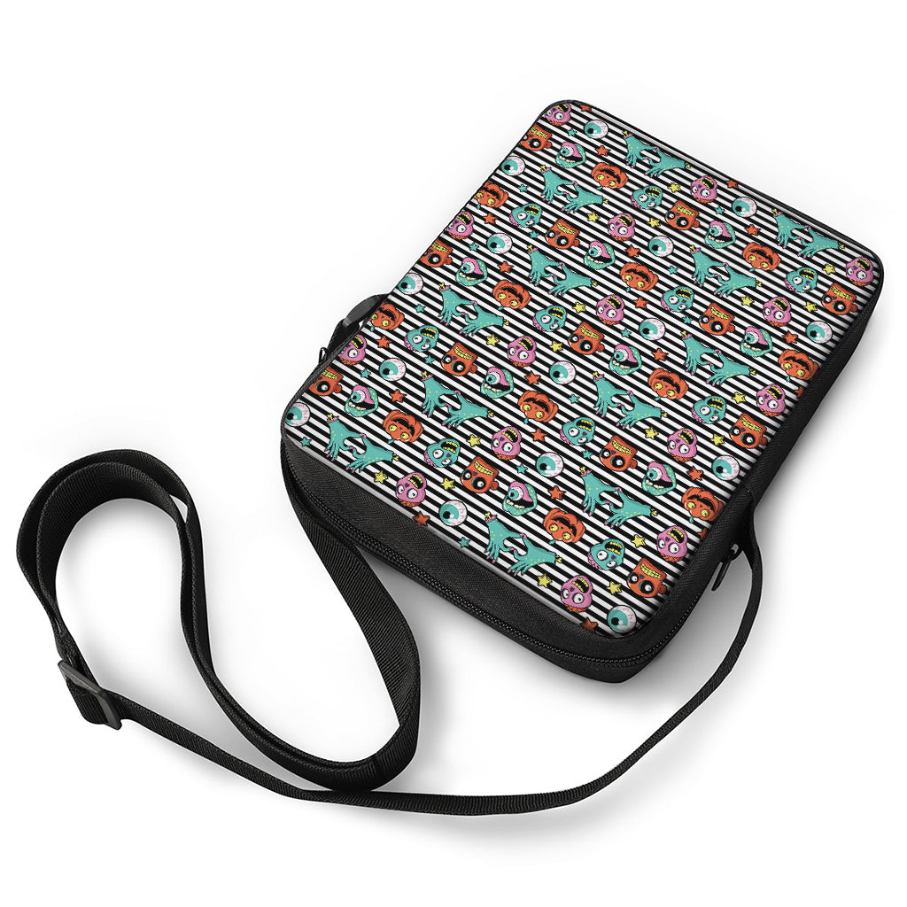 Halloween Zombie Striped Pattern Print Rectangular Crossbody Bag