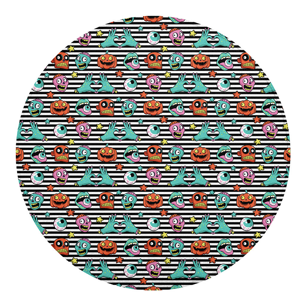Halloween Zombie Striped Pattern Print Round Blanket