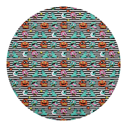 Halloween Zombie Striped Pattern Print Round Blanket