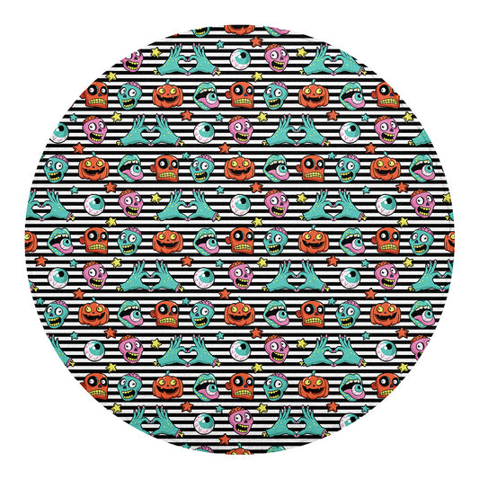 Halloween Zombie Striped Pattern Print Round Blanket