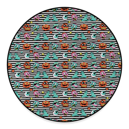 Halloween Zombie Striped Pattern Print Round Floor Mat