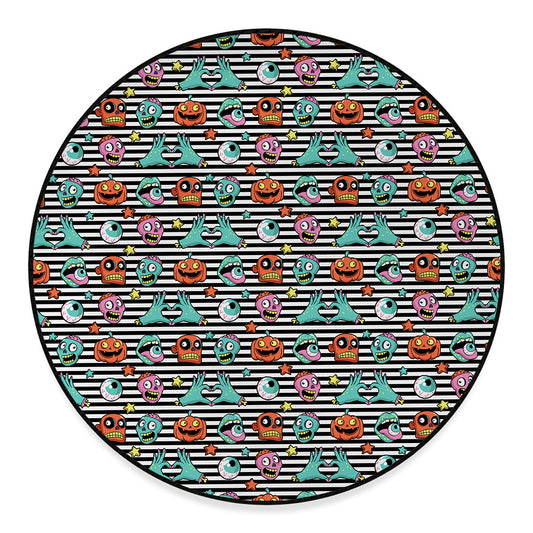 Halloween Zombie Striped Pattern Print Round Floor Mat