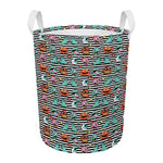 Halloween Zombie Striped Pattern Print Round Laundry Basket