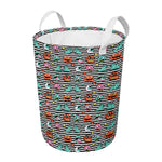 Halloween Zombie Striped Pattern Print Round Laundry Basket
