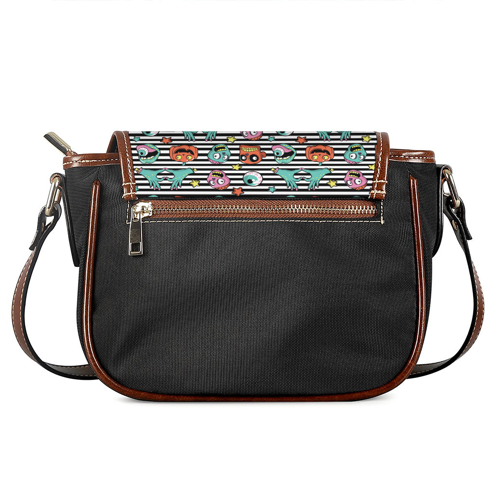 Halloween Zombie Striped Pattern Print Saddle Bag