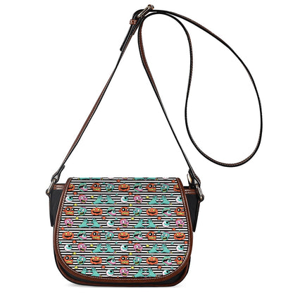 Halloween Zombie Striped Pattern Print Saddle Bag