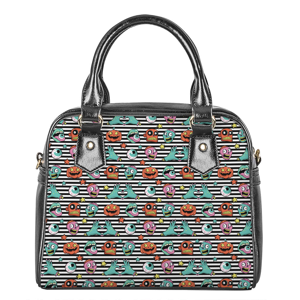 Halloween Zombie Striped Pattern Print Shoulder Handbag