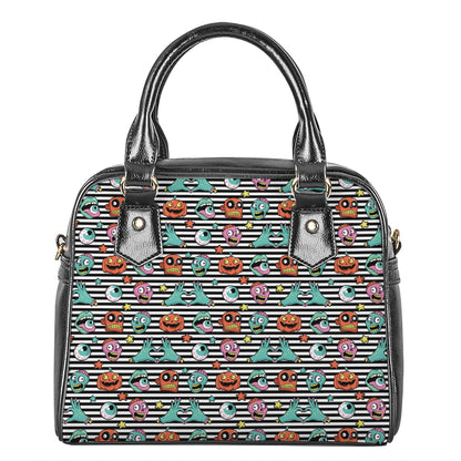 Halloween Zombie Striped Pattern Print Shoulder Handbag