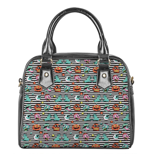 Halloween Zombie Striped Pattern Print Shoulder Handbag