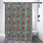 Halloween Zombie Striped Pattern Print Shower Curtain