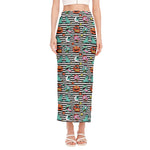 Halloween Zombie Striped Pattern Print Side Slit Maxi Skirt