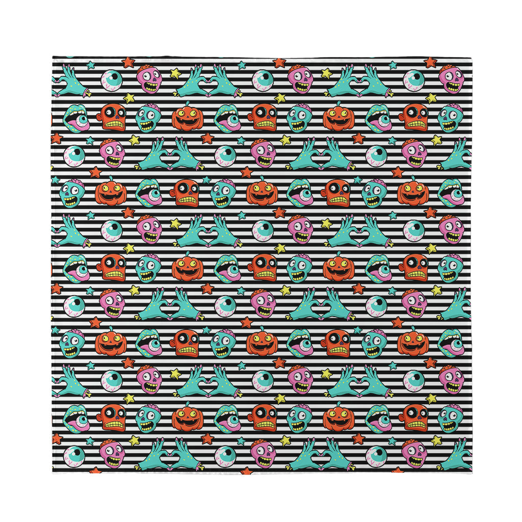 Halloween Zombie Striped Pattern Print Silk Bandana