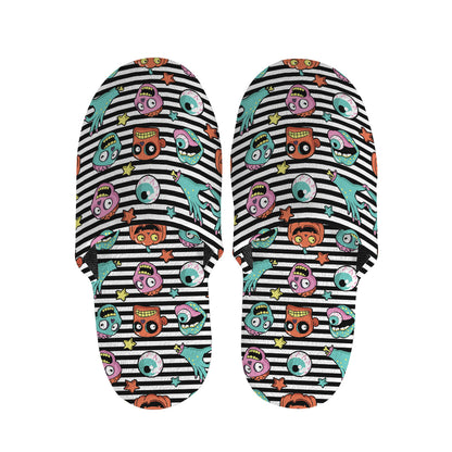 Halloween Zombie Striped Pattern Print Slippers