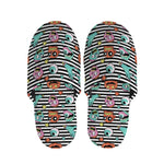 Halloween Zombie Striped Pattern Print Slippers